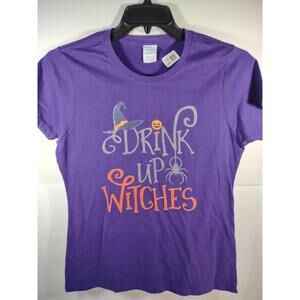 Halloween "Drink Up Witches" Women's Size Med Crew Neck Tee Funny Casual NWT